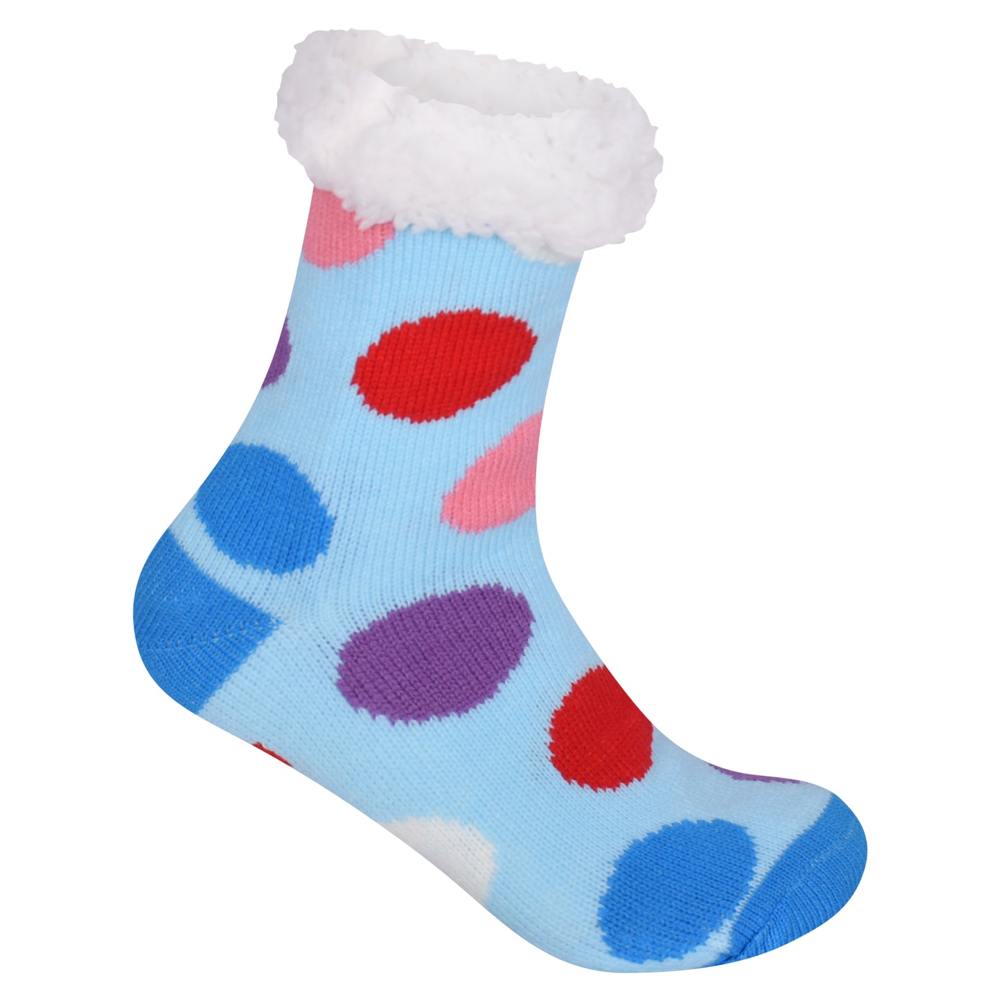 Ladies 4.8 TOG Cosy Slipper Socks - Colourful Polka Dot