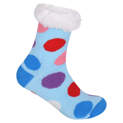 Ladies 4.8 TOG Cosy Slipper Socks - Colourful Polka Dot