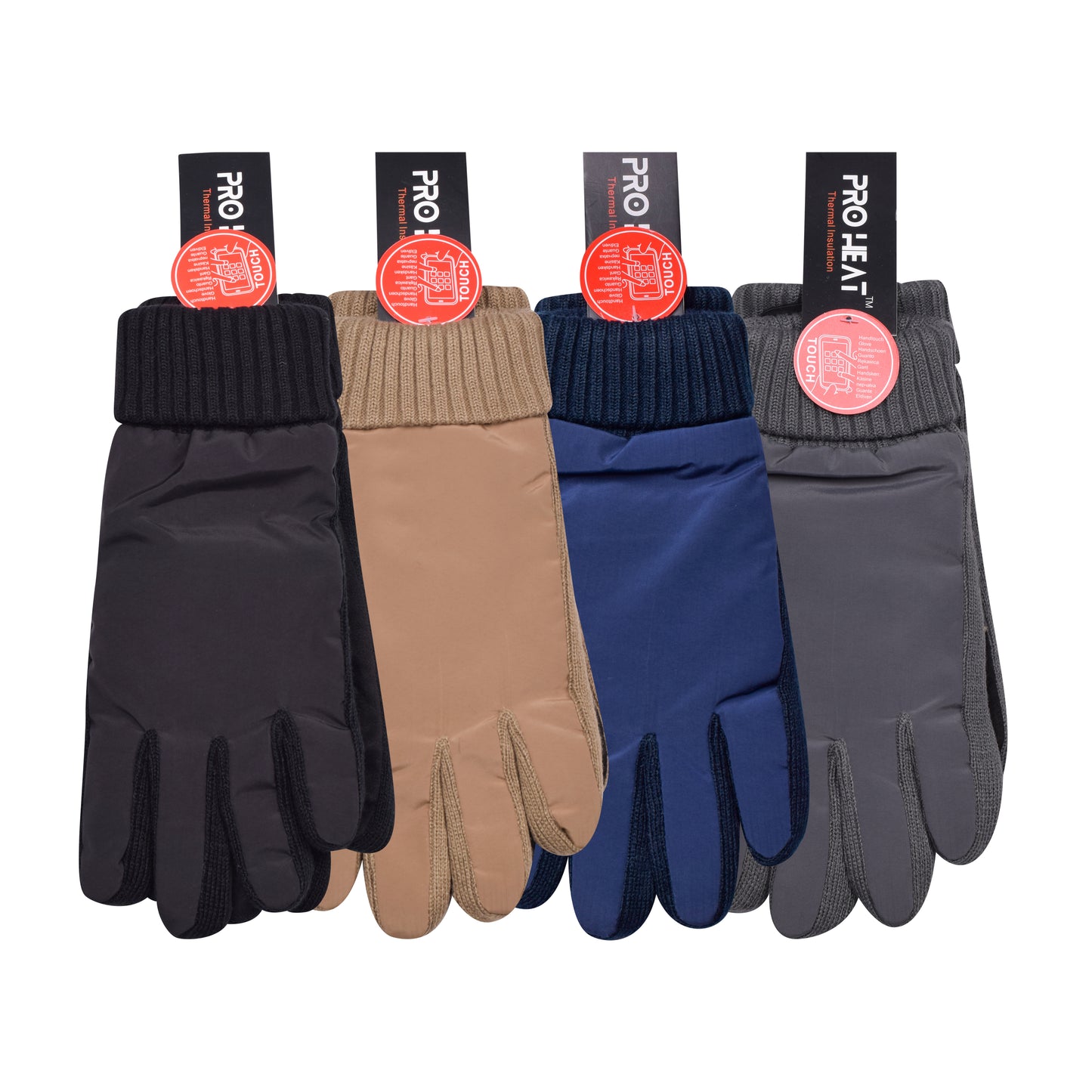 Mens Showerproof Knitted Gloves - Assorted (12 Pairs)