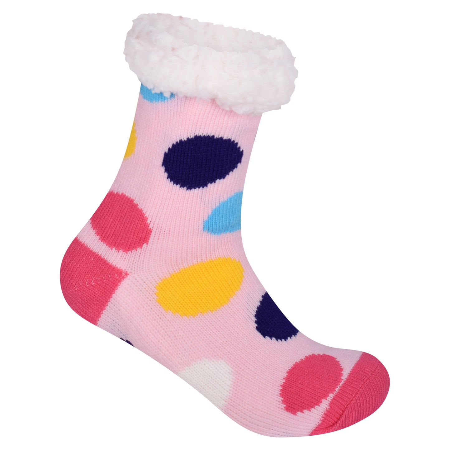 Ladies 4.8 TOG Cosy Slipper Socks - Colourful Polka Dot