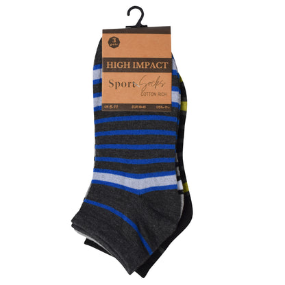 Mens Trainer Socks - Full Stripes (12 Pairs)