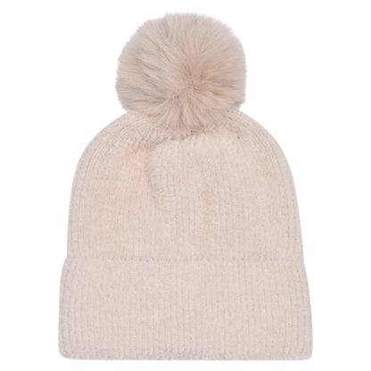 Kids Faux Fur Chenille Pompom Hats – Assorted Colours (Prepacked 12 pcs)