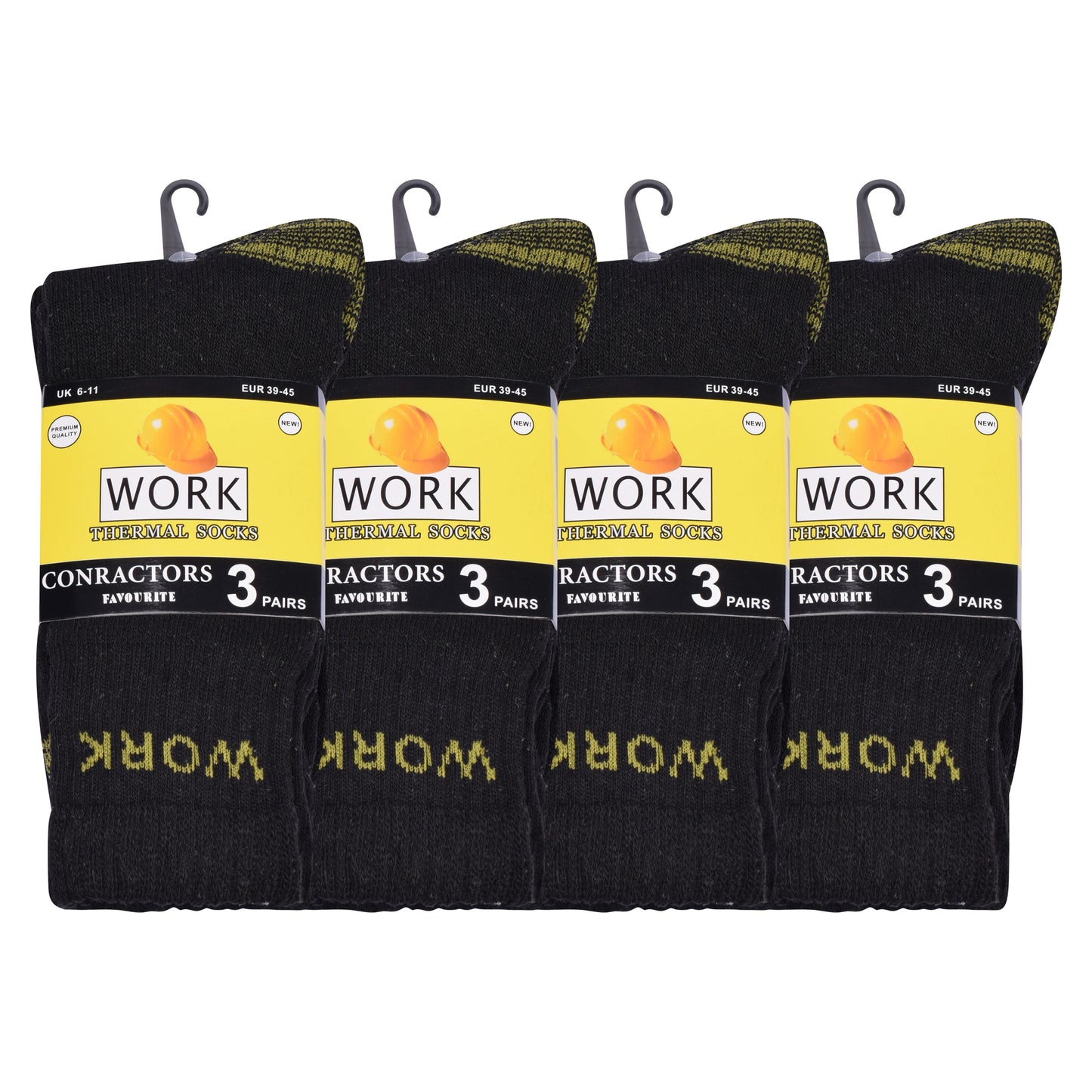Mens Heavy Duty Chunky Work Socks - Black V11 (12 Pairs)