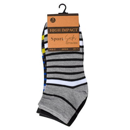 Mens Trainer Socks - Full Stripes (12 Pairs)