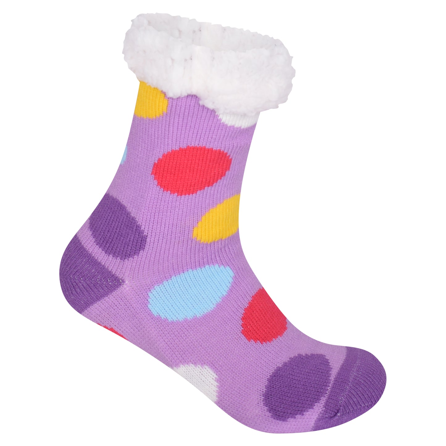 Ladies 4.8 TOG Cosy Slipper Socks - Colourful Polka Dot