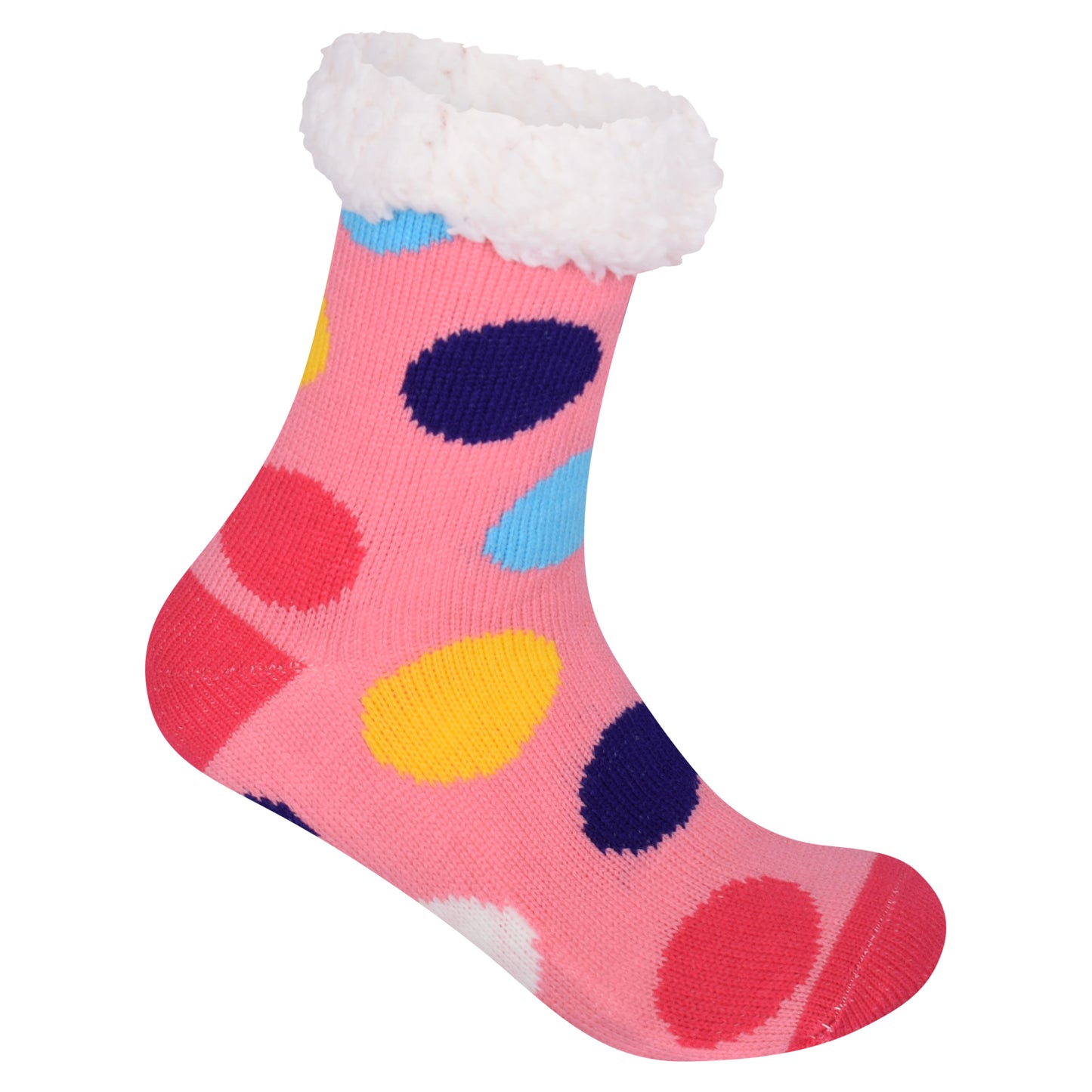 Ladies 4.8 TOG Cosy Slipper Socks - Colourful Polka Dot