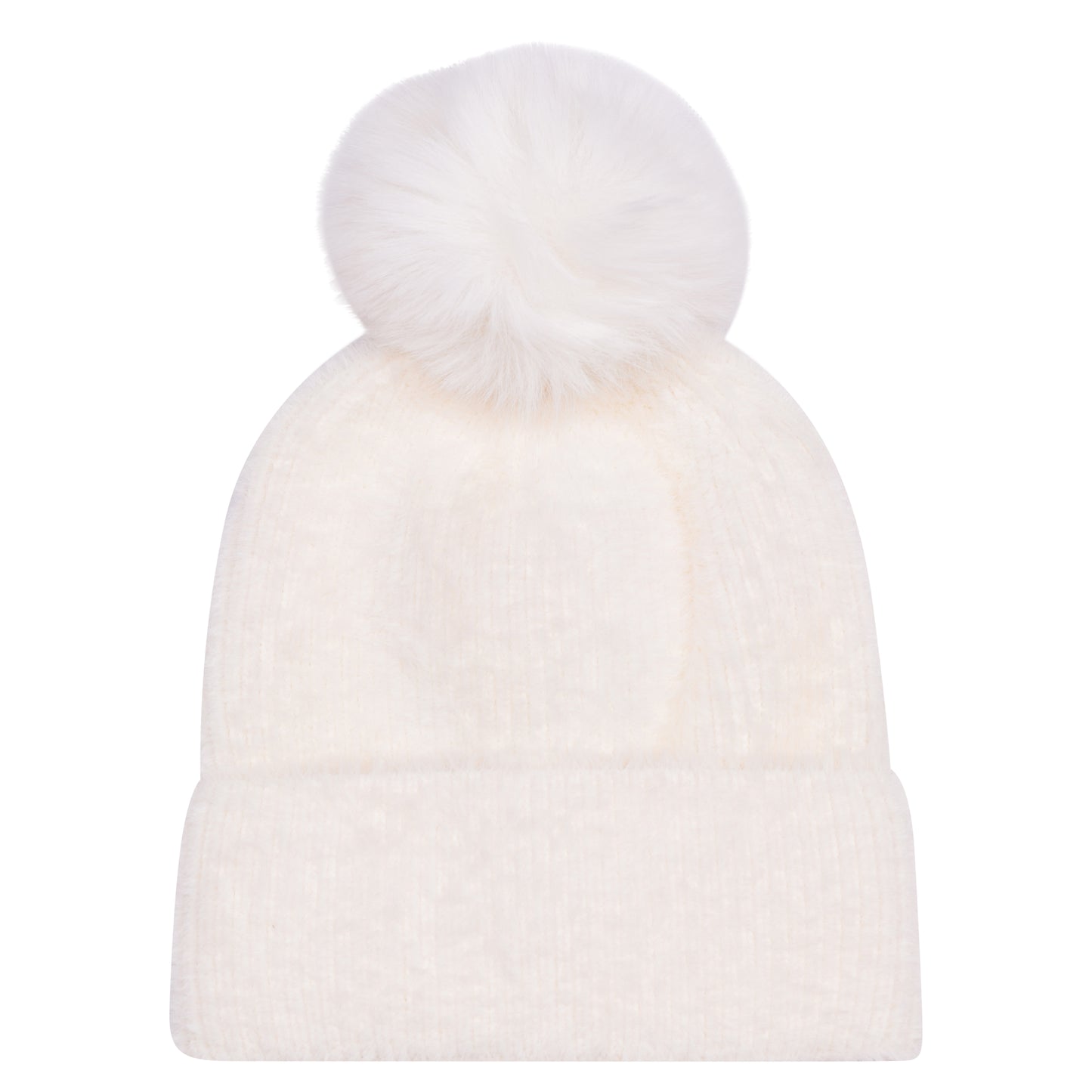 Kids Faux Fur Chenille Pompom Hats – Assorted Colours (Prepacked 12 pcs)