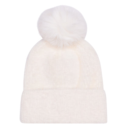 Kids Faux Fur Chenille Pompom Hats – Assorted Colours (Prepacked 12 pcs)