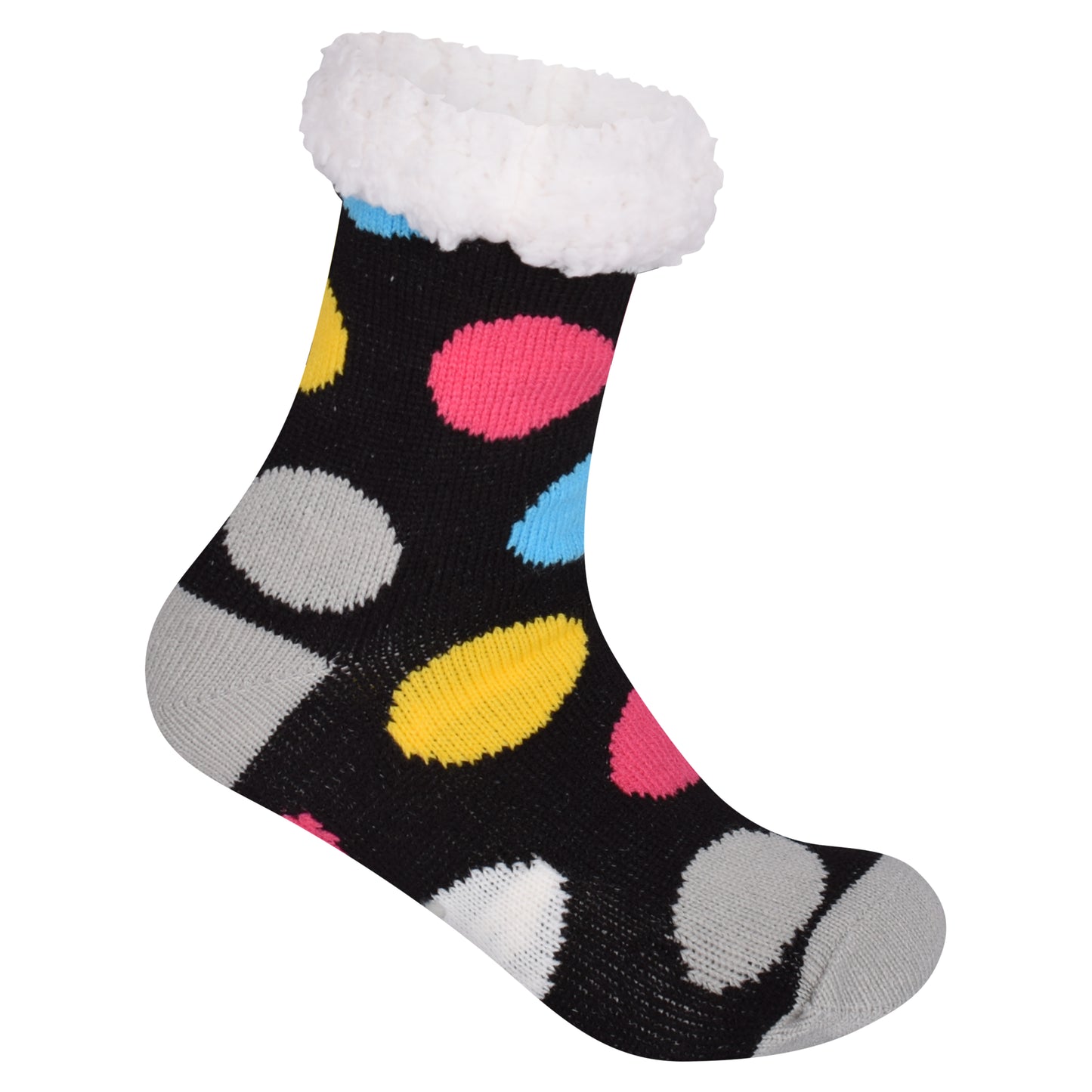 Ladies 4.8 TOG Cosy Slipper Socks - Colourful Polka Dot