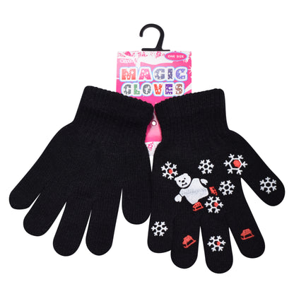 PRO HEAT™ Kids Thermal Magic Gloves - Teddy Bear Snowflake (Assorted Colours)