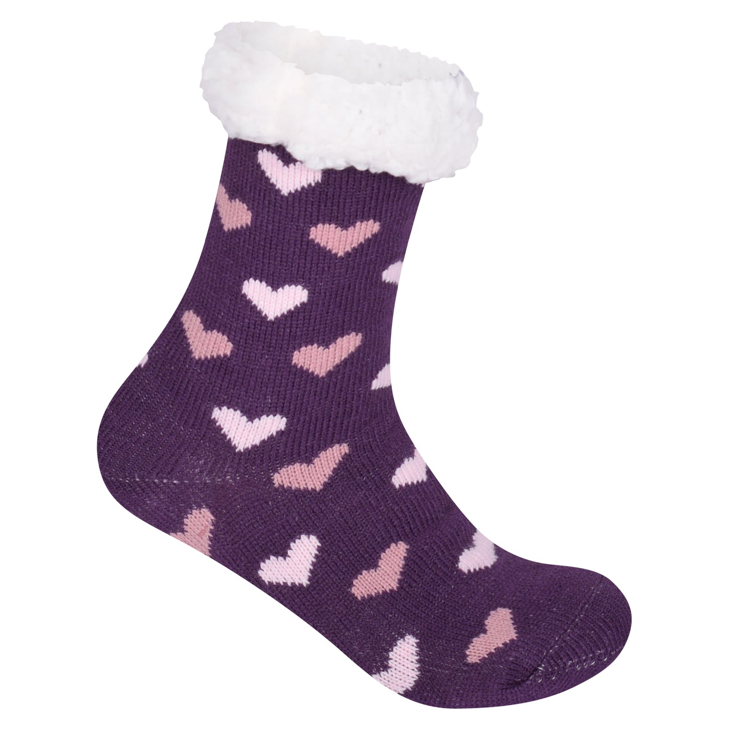 Ladies 4.8 TOG Cosy Slipper Socks - Two Tone Hearts