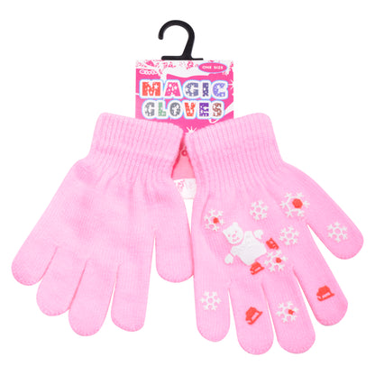 PRO HEAT™ Kids Thermal Magic Gloves - Teddy Bear Snowflake (Assorted Colours)