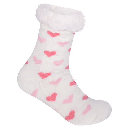 Ladies 4.8 TOG Cosy Slipper Socks - Two Tone Hearts