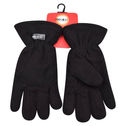 Ladies Thermal Fleece Gloves - Black (12 Pairs)