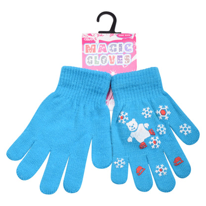 PRO HEAT™ Kids Thermal Magic Gloves - Teddy Bear Snowflake (Assorted Colours)