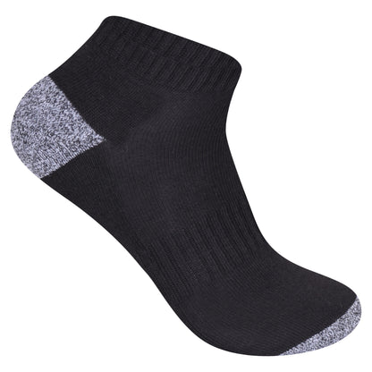 Mens Cushioned Trainer Socks - Black/Contrast Heel (12 Pairs)