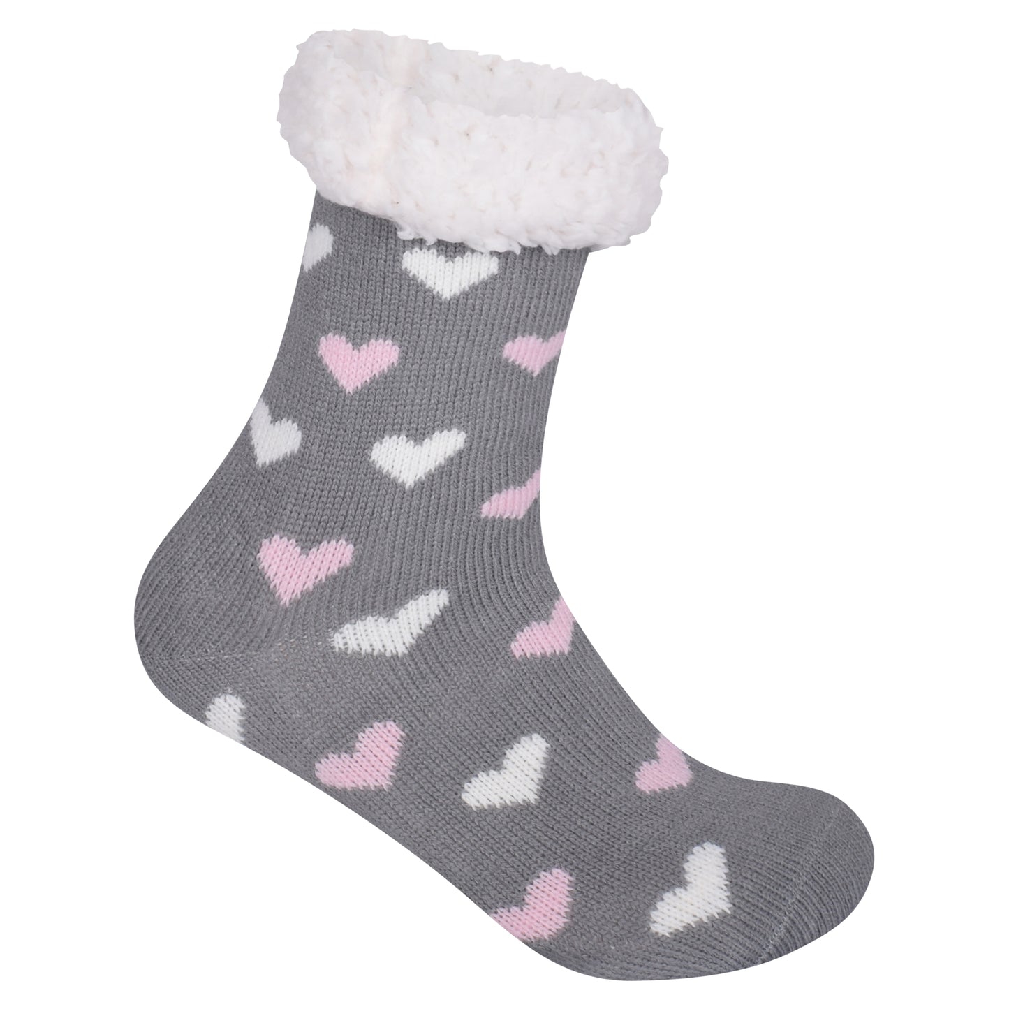 Ladies 4.8 TOG Cosy Slipper Socks - Two Tone Hearts