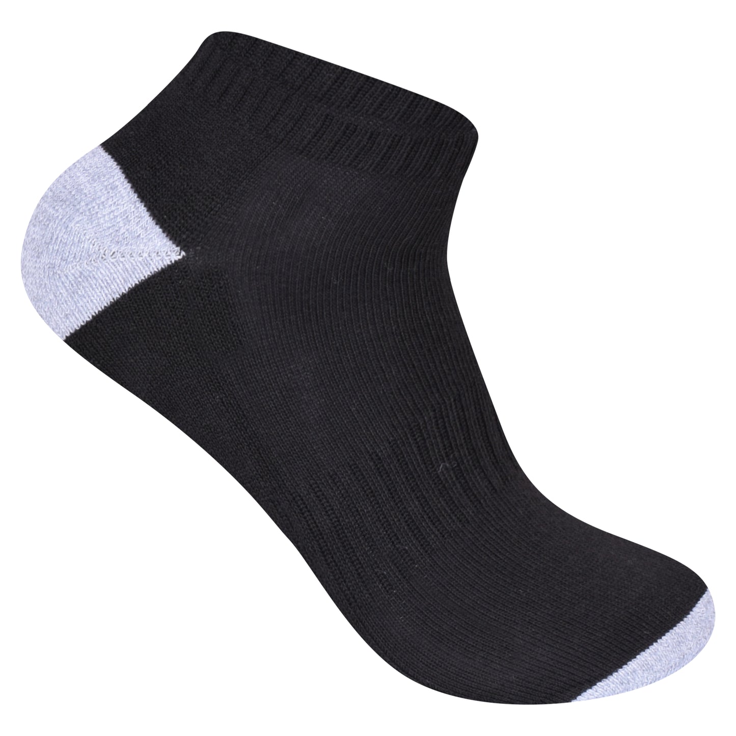 Mens Cushioned Trainer Socks - Black/Contrast Heel (12 Pairs)