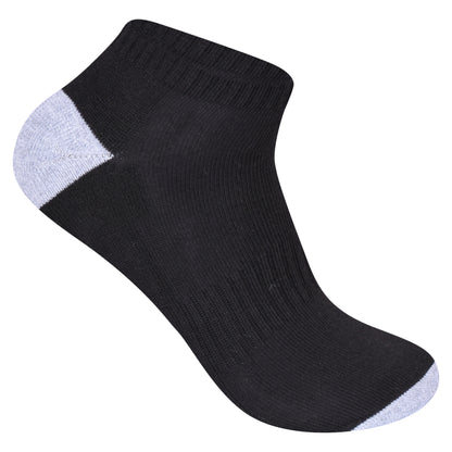 Mens Cushioned Trainer Socks - Black/Contrast Heel (12 Pairs)