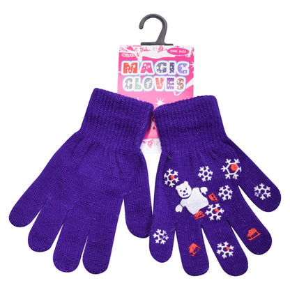 PRO HEAT™ Kids Thermal Magic Gloves - Teddy Bear Snowflake (Assorted Colours)