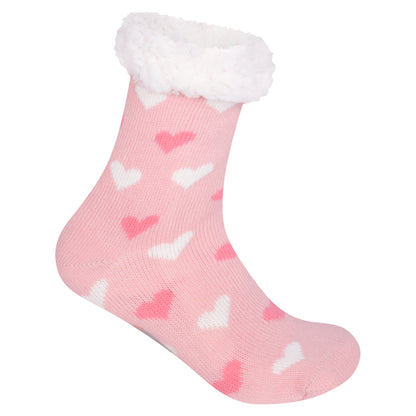 Ladies 4.8 TOG Cosy Slipper Socks - Two Tone Hearts