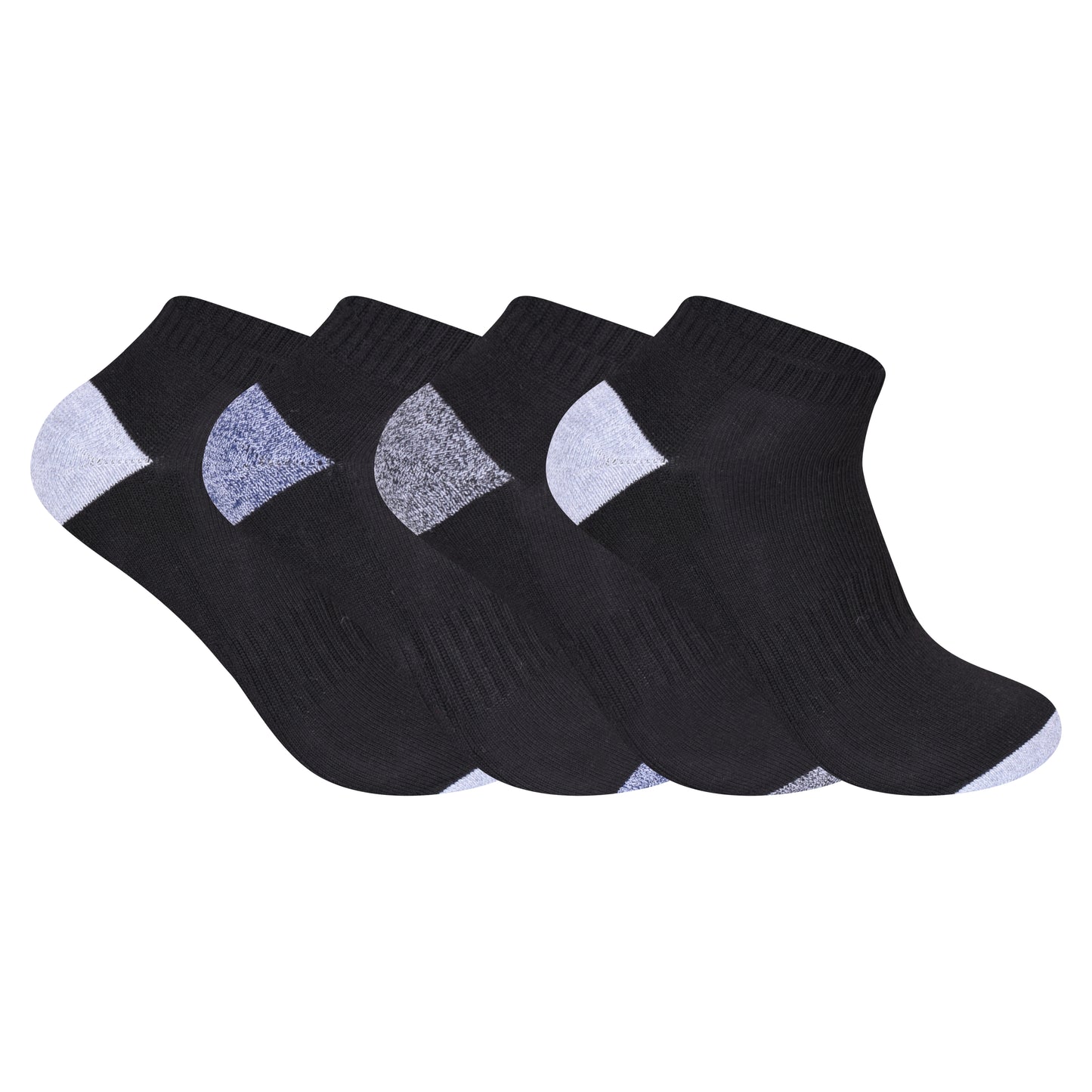 Mens Cushioned Trainer Socks - Black/Contrast Heel (12 Pairs)