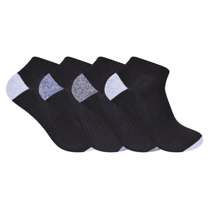 Mens Cushioned Trainer Socks - Black/Contrast Heel (12 Pairs)