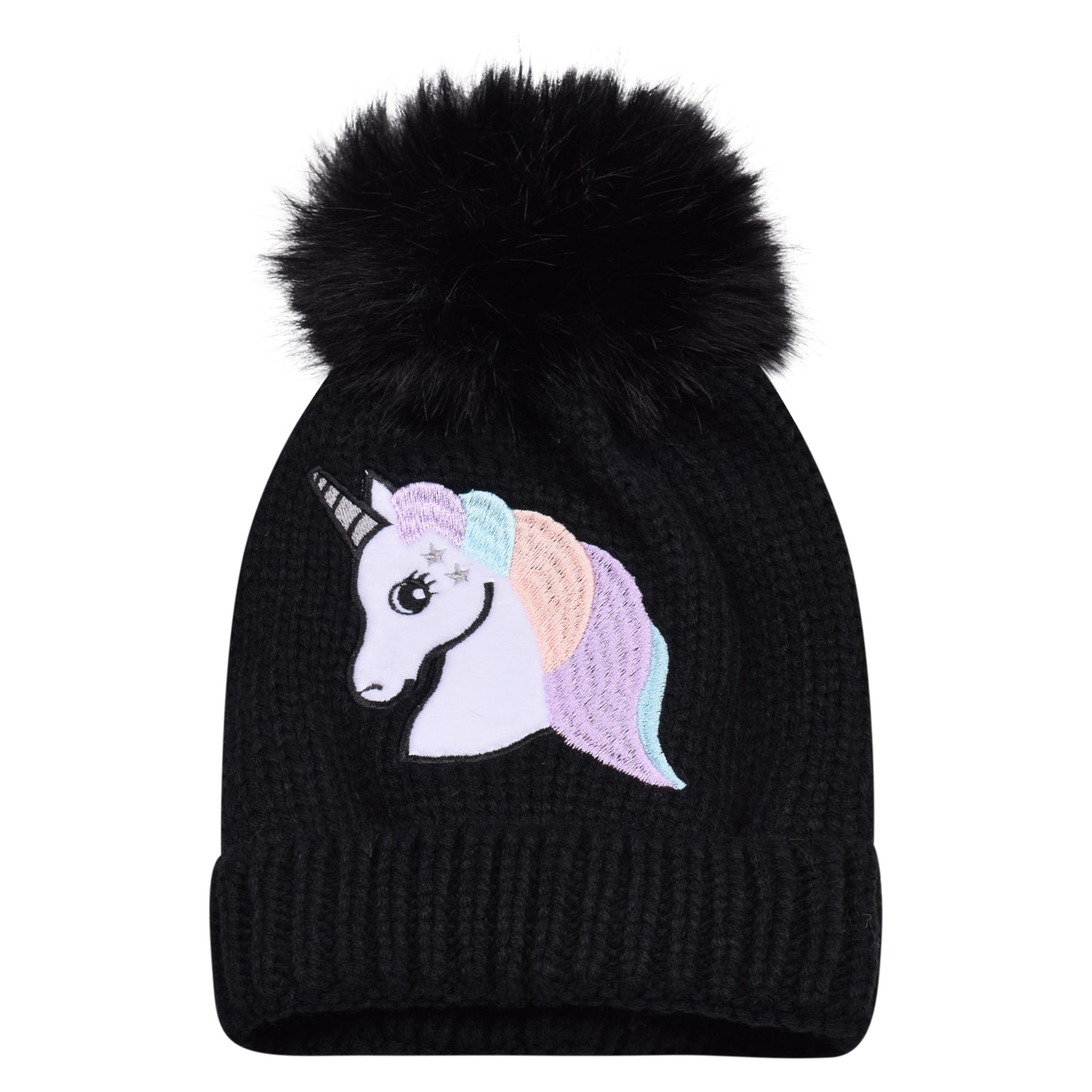 Kids Unicorn Fur-Lined Pompom Hats – Assorted Colours (Prepacked 12 pcs)