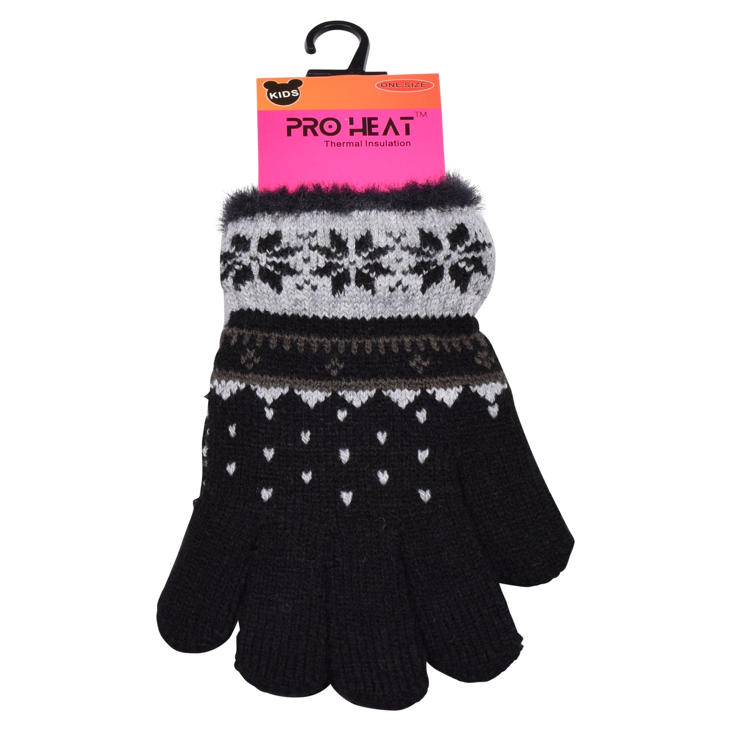 PRO HEAT™ Kids Thermal Magic Gloves - Snowflake with fur trim (Assorted Colours)
