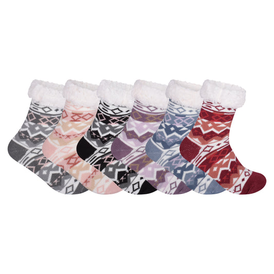 Ladies 4.8 TOG Cosy Slipper Socks - Fair Isle