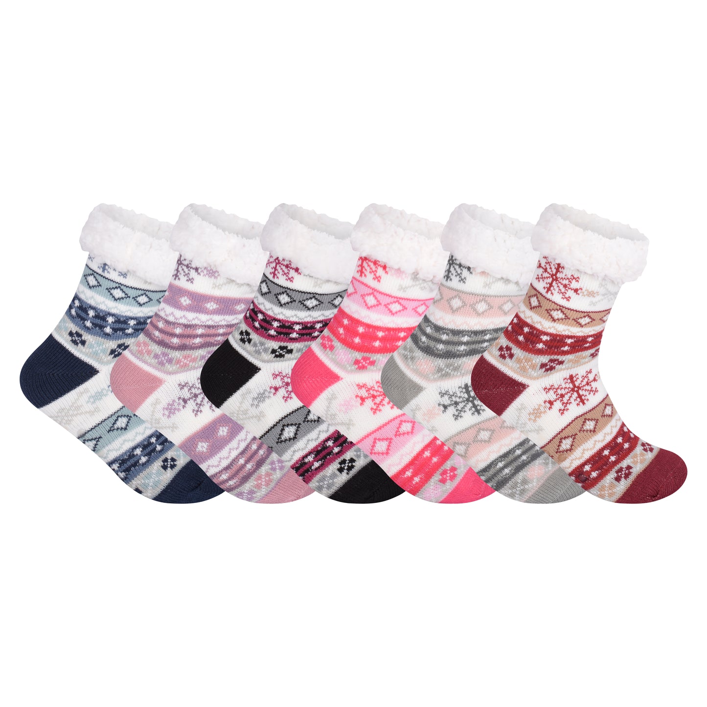 Ladies 4.8 TOG Cosy Slipper Socks - Snowflake Knit