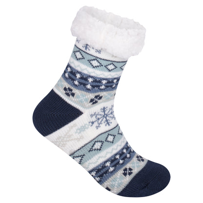 Ladies 4.8 TOG Cosy Slipper Socks - Snowflake Knit