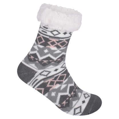 Ladies 4.8 TOG Cosy Slipper Socks - Fair Isle