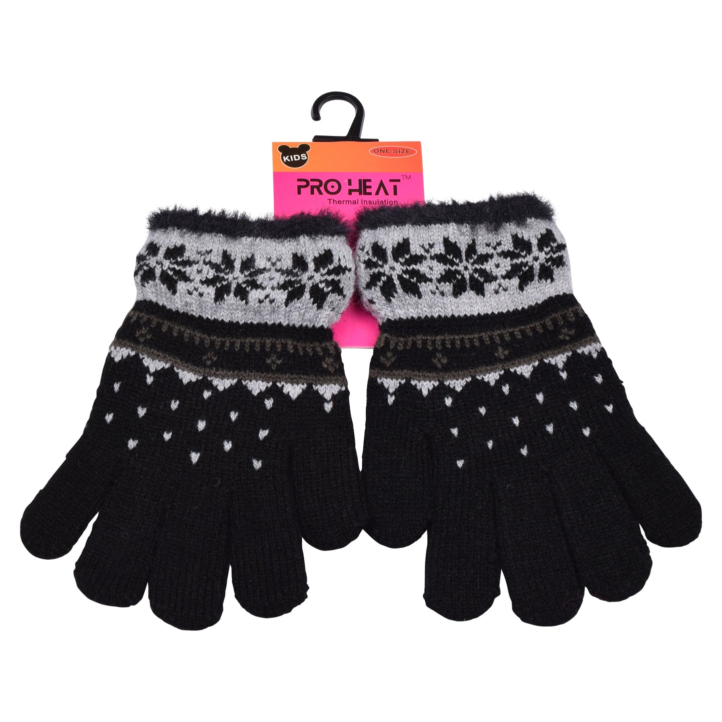PRO HEAT™ Kids Thermal Magic Gloves - Snowflake with fur trim (Assorted Colours)