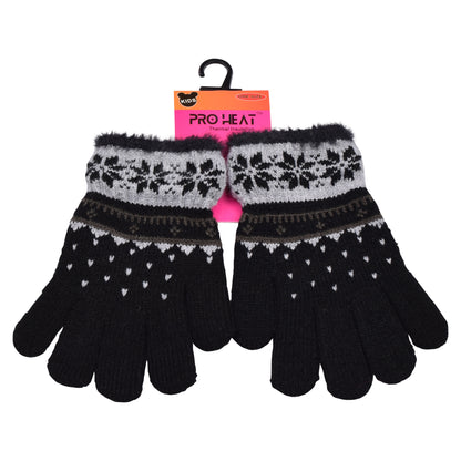 PRO HEAT™ Kids Thermal Magic Gloves - Snowflake with fur trim (Assorted Colours)