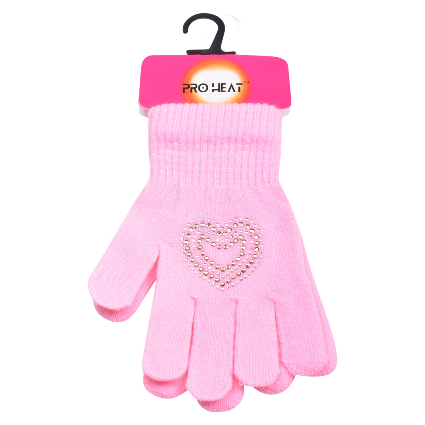 PRO HEAT™ Kids Thermal Magic Gloves - Rhinestone Heart (Assorted Colours)
