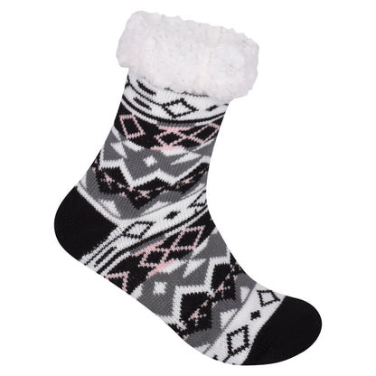 Ladies 4.8 TOG Cosy Slipper Socks - Fair Isle