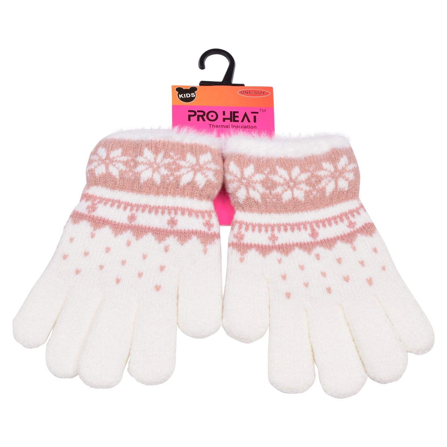 PRO HEAT™ Kids Thermal Magic Gloves - Snowflake with fur trim (Assorted Colours)