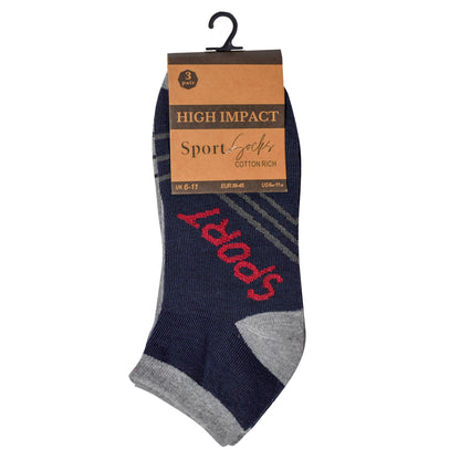 Mens Trainer Socks - Striped (12 Pairs)