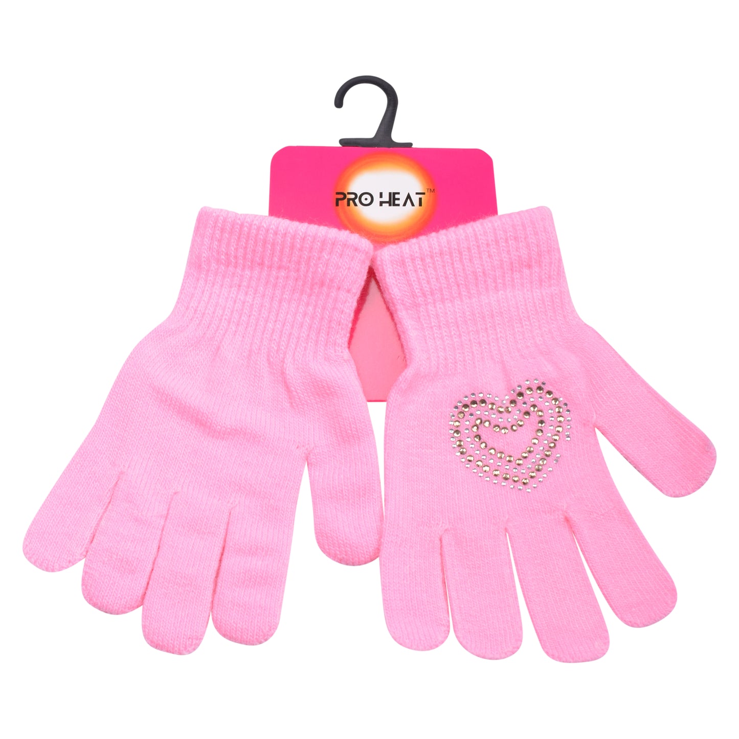 PRO HEAT™ Kids Thermal Magic Gloves - Rhinestone Heart (Assorted Colours)