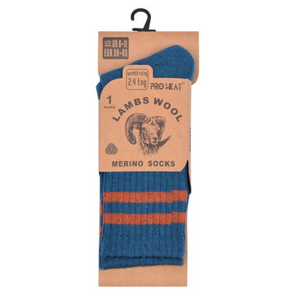 Mens Merino Lambs Wool Socks - Striped (12 Pairs)