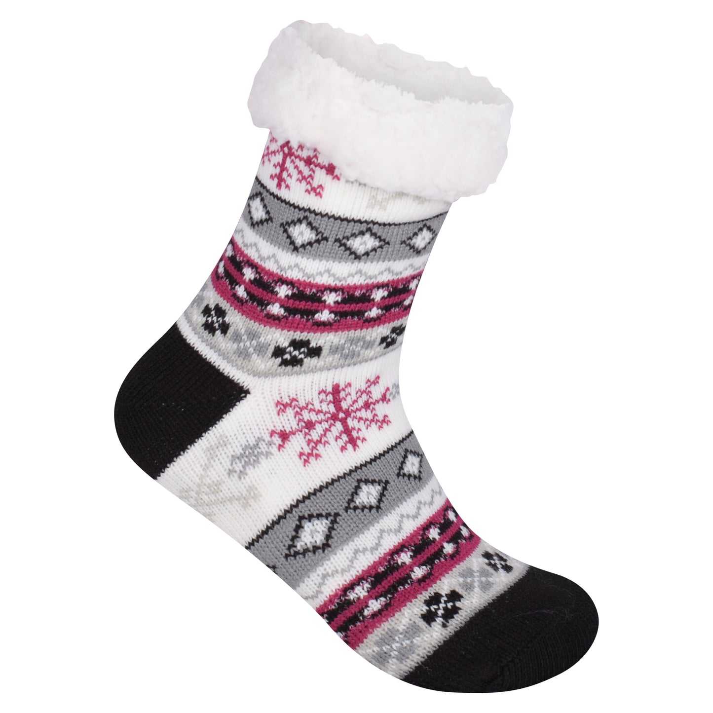 Ladies 4.8 TOG Cosy Slipper Socks - Snowflake Knit