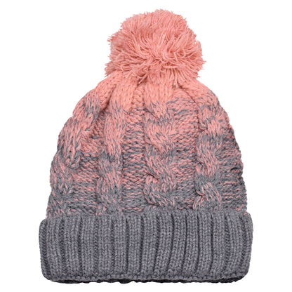 Ombre Pompom Hats - Teddy Fur Fleece Lined