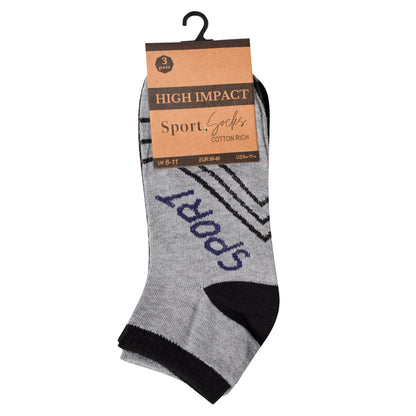 Mens Trainer Socks - Striped (12 Pairs)