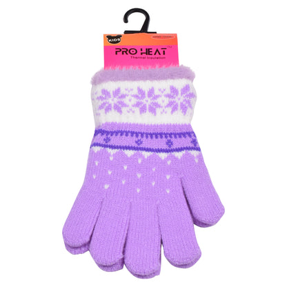 PRO HEAT™ Kids Thermal Magic Gloves - Snowflake with fur trim (Assorted Colours)