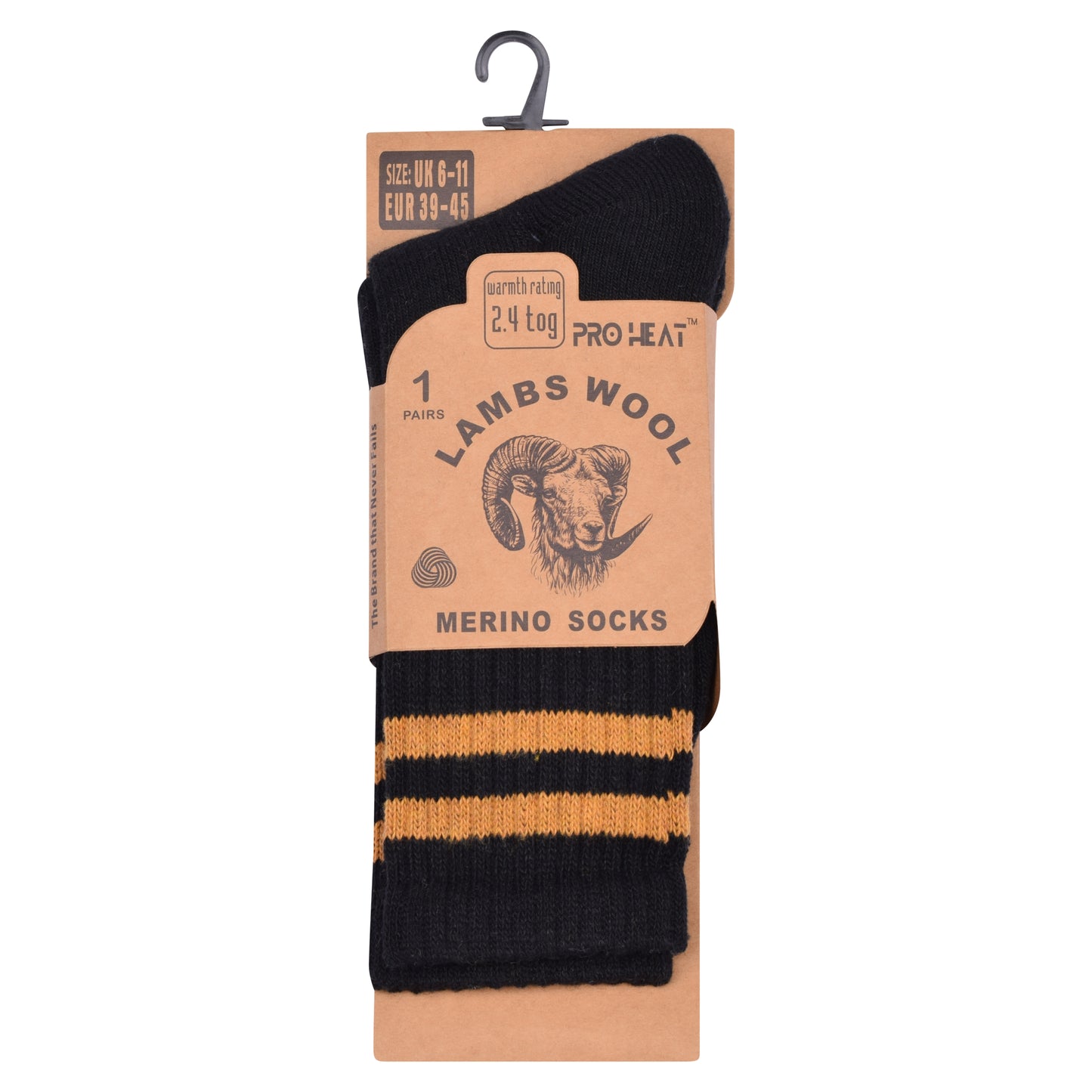 Mens Merino Lambs Wool Socks - Striped (12 Pairs)