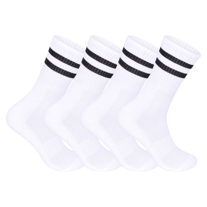 Mens 3 Pair Sport Socks - White - Black Stripes (12 Pairs)