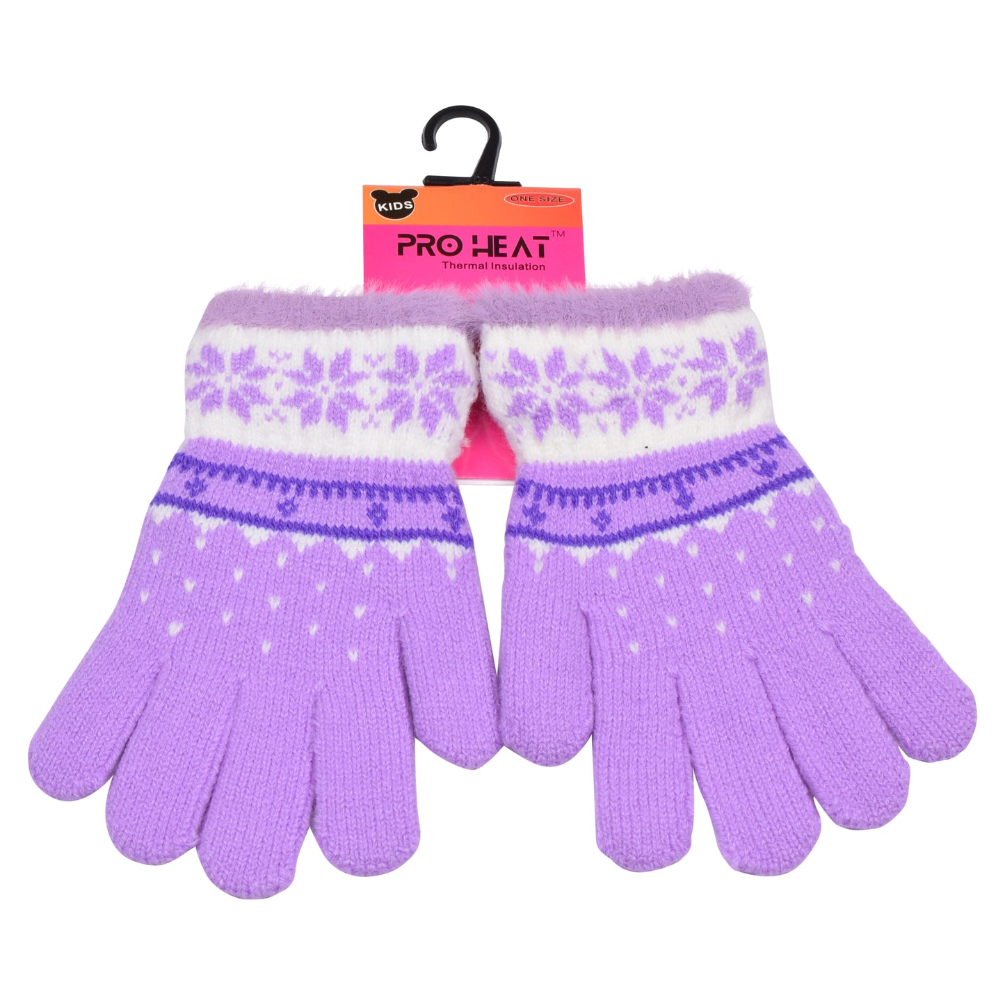PRO HEAT™ Kids Thermal Magic Gloves - Snowflake with fur trim (Assorted Colours)