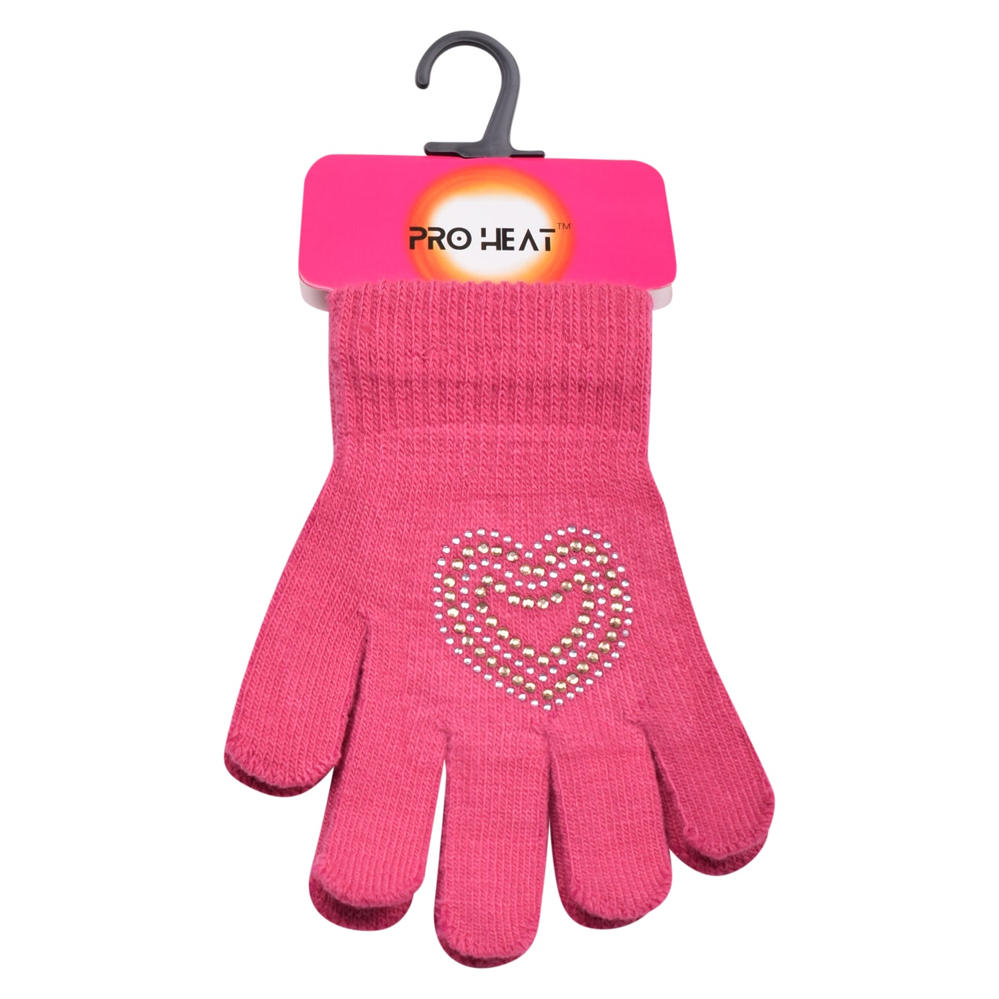 PRO HEAT™ Kids Thermal Magic Gloves - Rhinestone Heart (Assorted Colours)