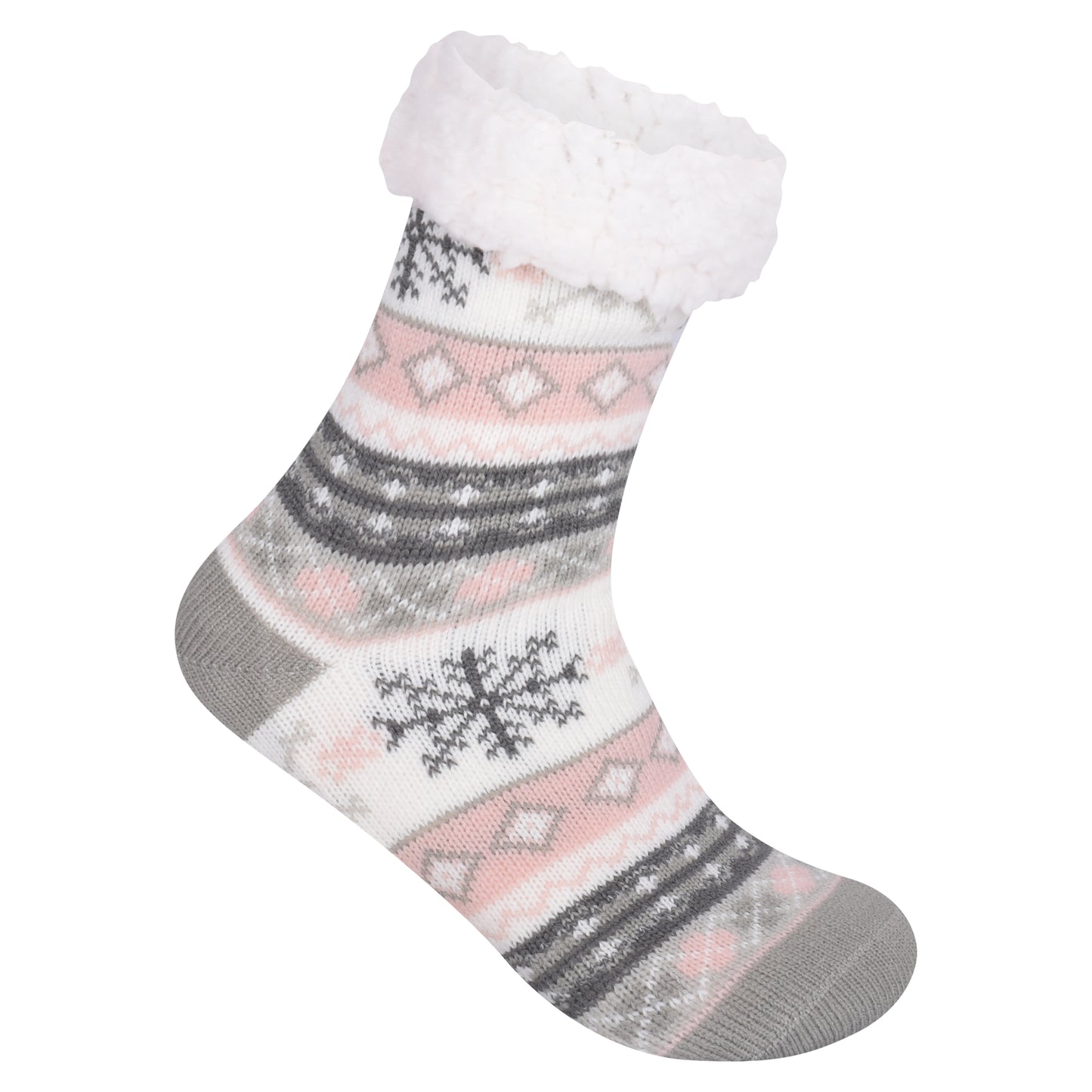 Ladies 4.8 TOG Cosy Slipper Socks - Snowflake Knit
